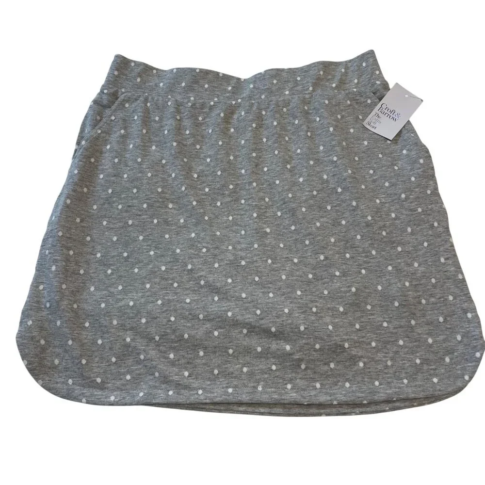Croft & Barrow Womens Gray Polka Dot Extra Soft Skort - Easy Care & Comfort - Picture 1 of 10